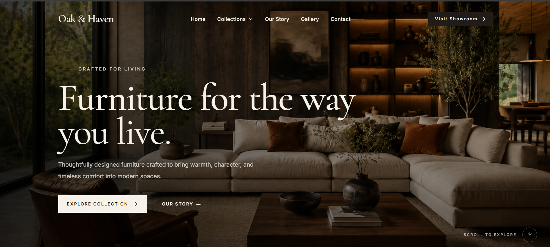 Oak & Haven homepage